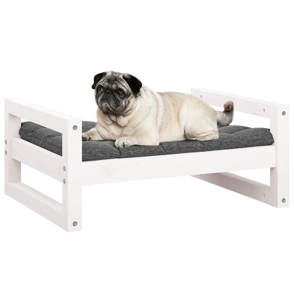 Cama para cães 65,5x50,5x28 cm madeira de pinho maciça branco