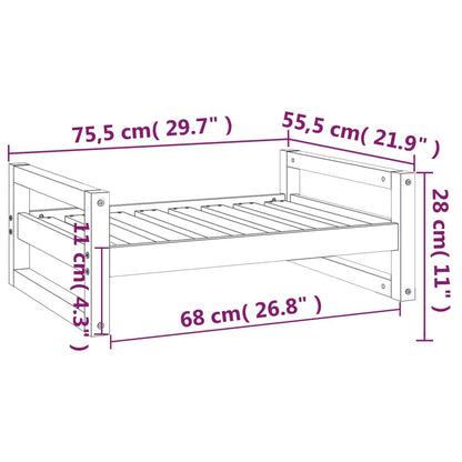 Cama para cães 75,5x55,5x28 cm madeira de pinho maciça cinzento