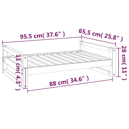 Cama para cães 95,5x65,5x28 cm madeira de pinho maciça