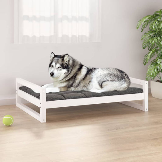 Cama para cães 105,5x75,5x28 cm madeira de pinho maciça branco