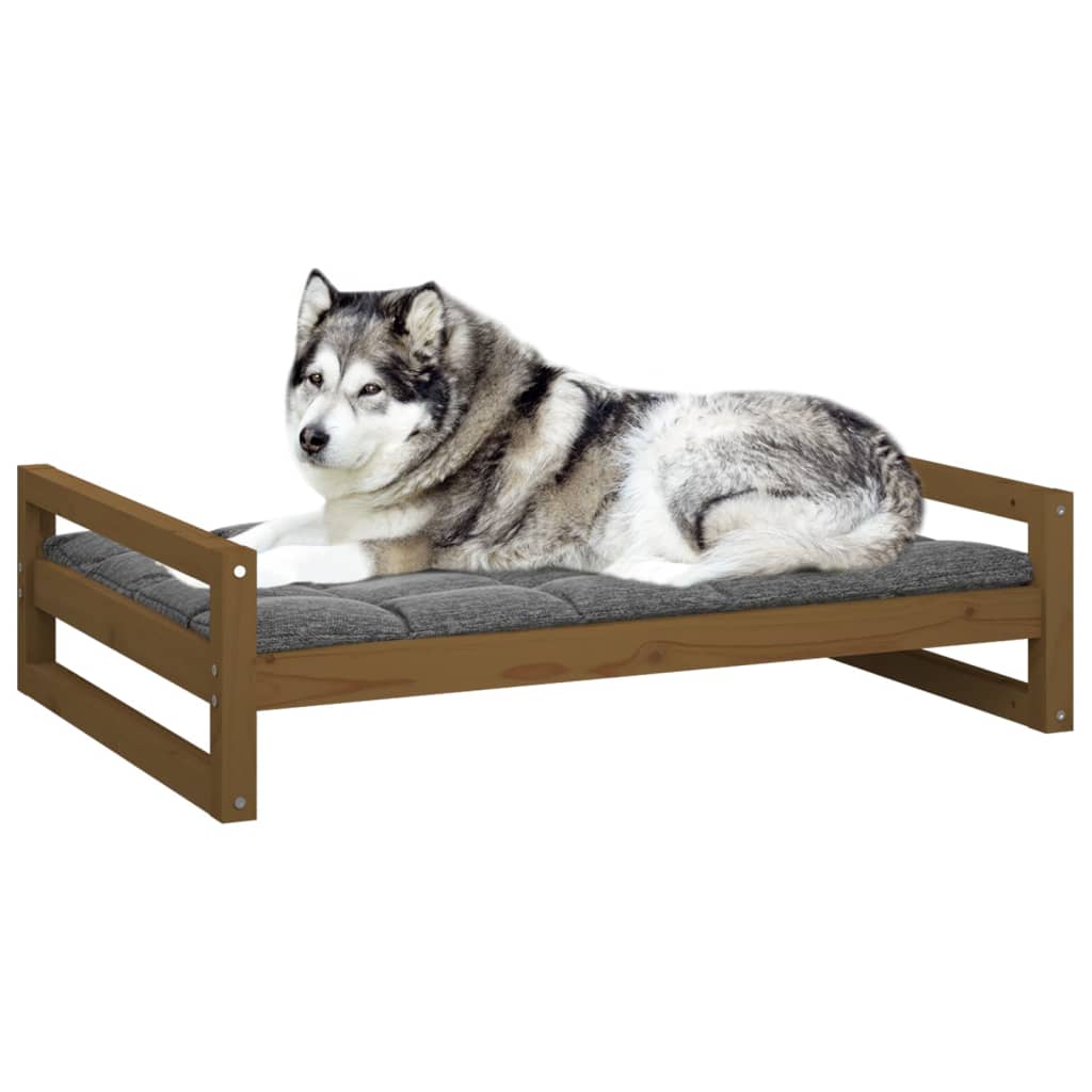 Cama p/ cães 105,5x75,5x28 cm madeira pinho maciça castanho mel