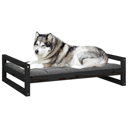 Cama para cães 105,5x75,5x28 cm madeira de pinho maciça preto