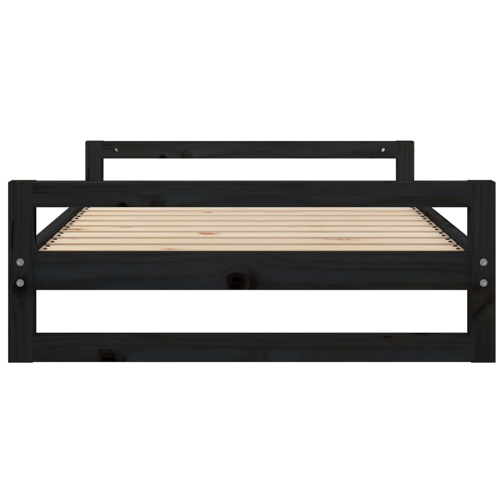 Cama para cães 105,5x75,5x28 cm madeira de pinho maciça preto