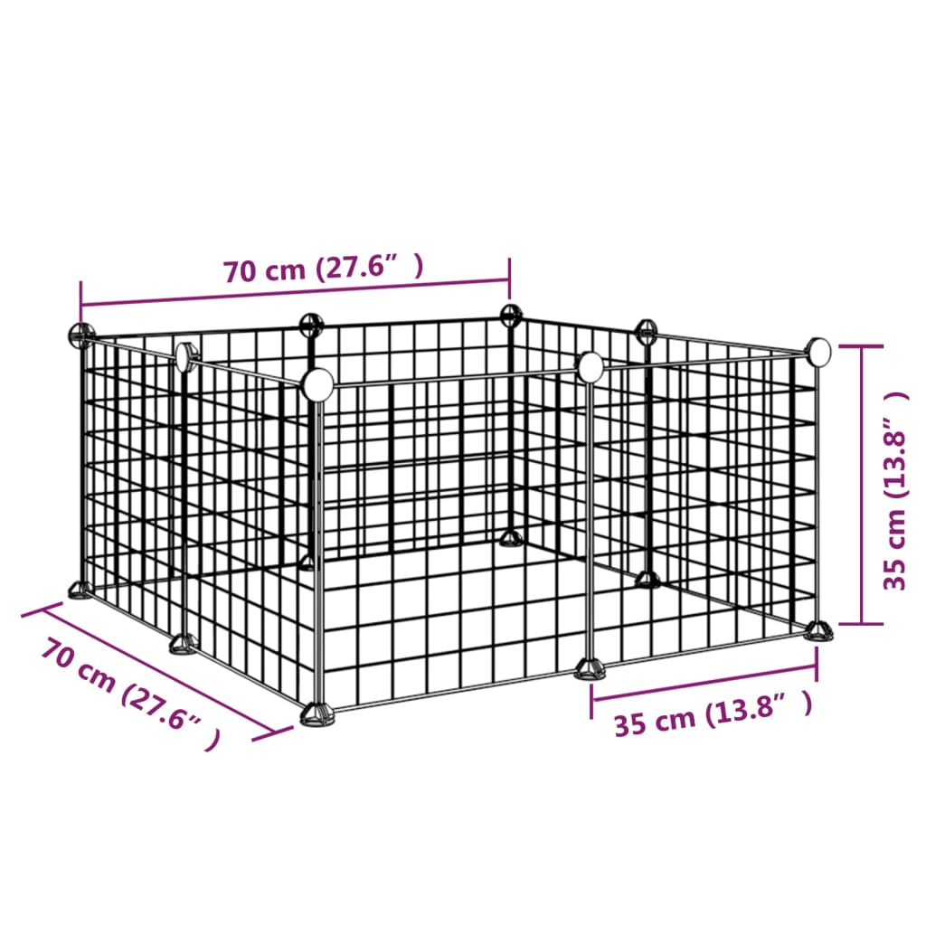 Gaiola p/ animais de estimação com 8 painéis 35x35 cm aço preto