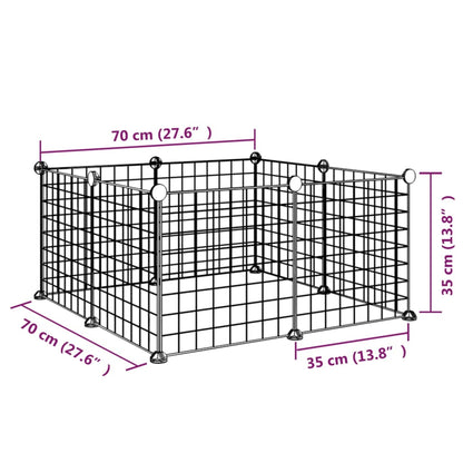 Gaiola p/ animais de estimação com 8 painéis 35x35 cm aço preto