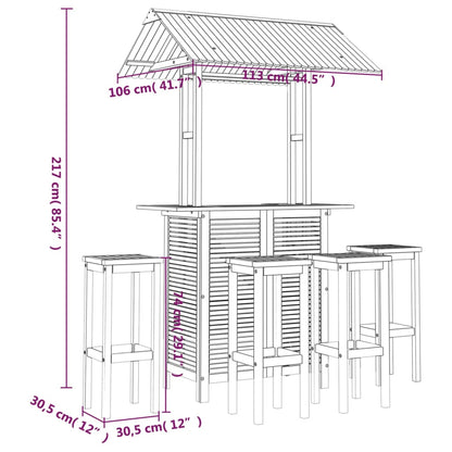 5 pcs conjunto de bar para jardim madeira de acácia maciça