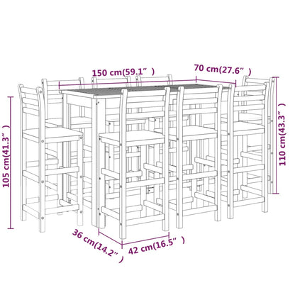 9 pcs conjunto de bar para jardim madeira de acácia maciça