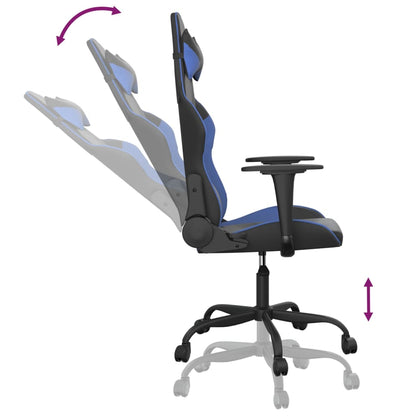 Cadeira gaming de massagens couro artificial preto e azul