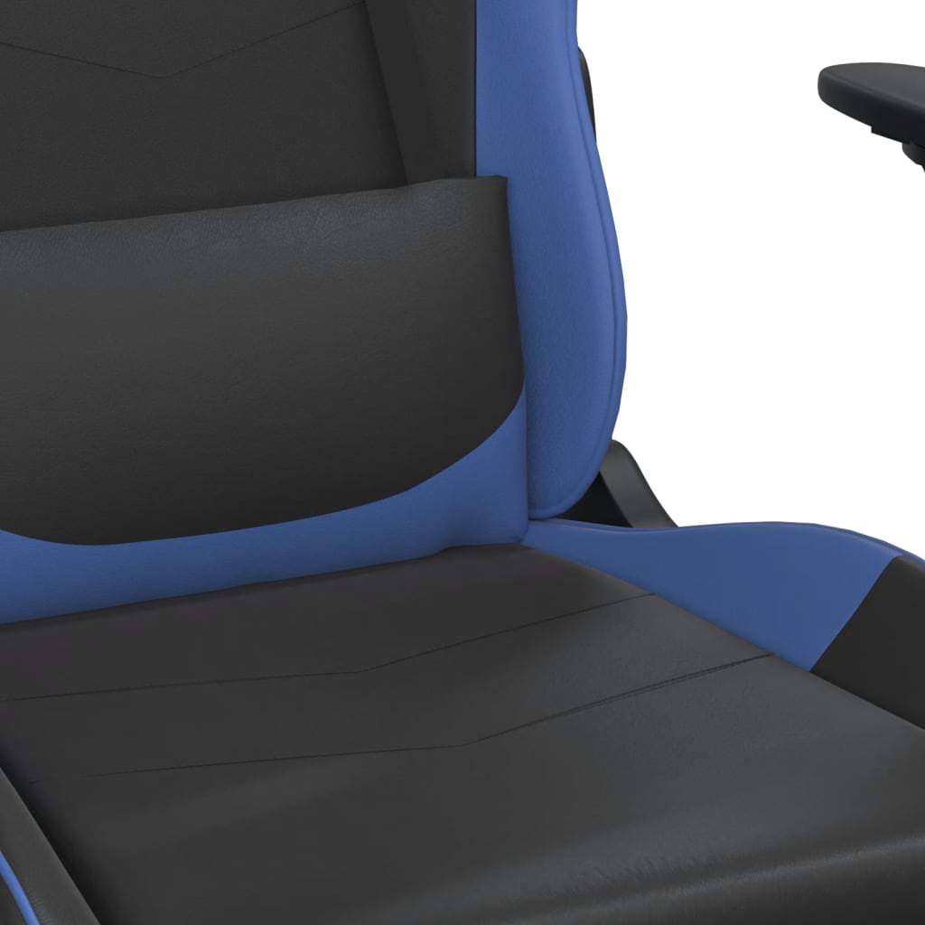 Cadeira gaming de massagens couro artificial preto e azul