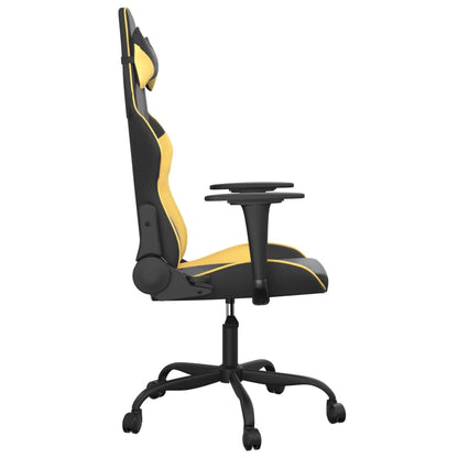 Cadeira gaming massagens couro artificial preto e dourado