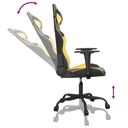 Cadeira gaming massagens couro artificial preto e dourado