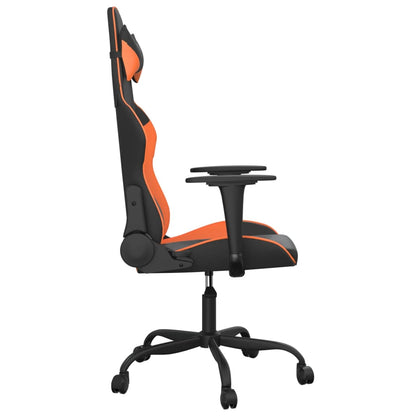 Cadeira gaming massagens couro artificial preto e laranja