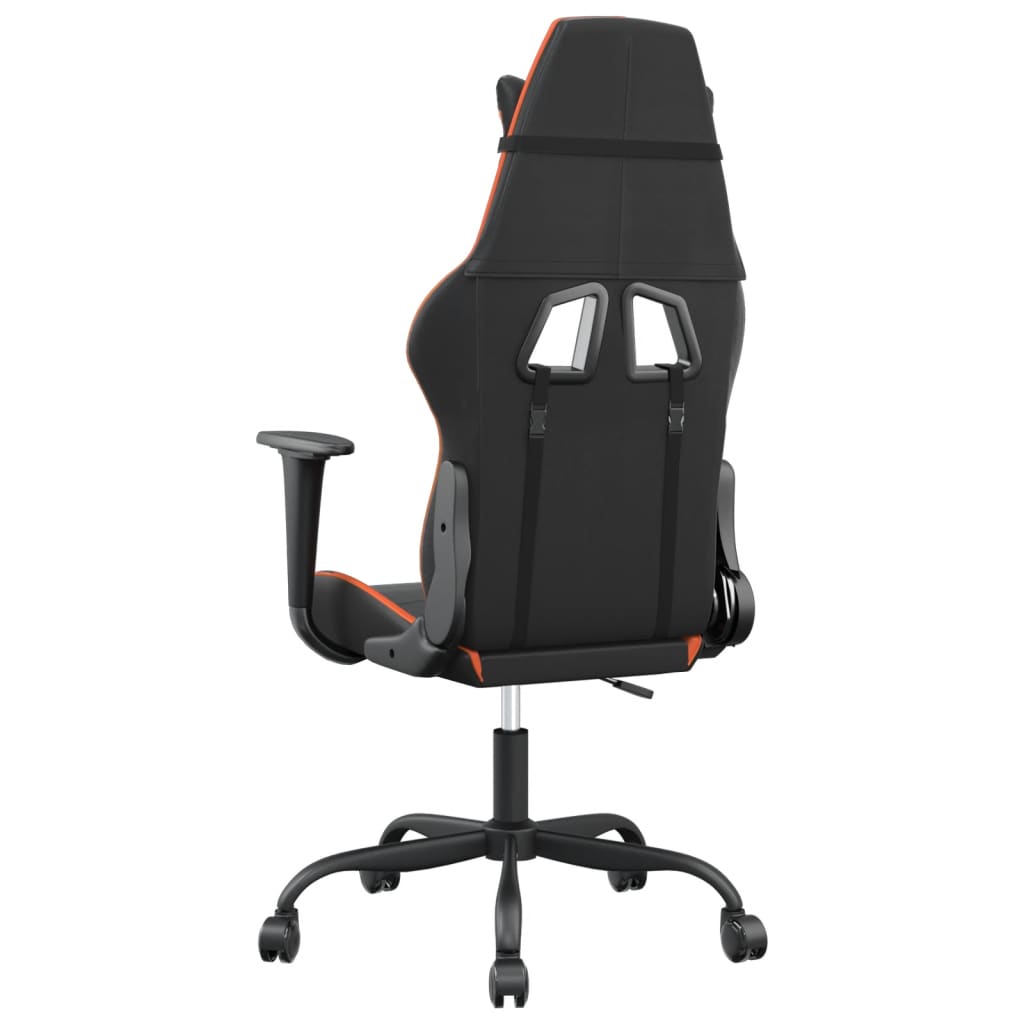 Cadeira gaming massagens couro artificial preto e laranja