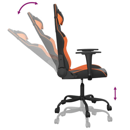 Cadeira gaming massagens couro artificial preto e laranja