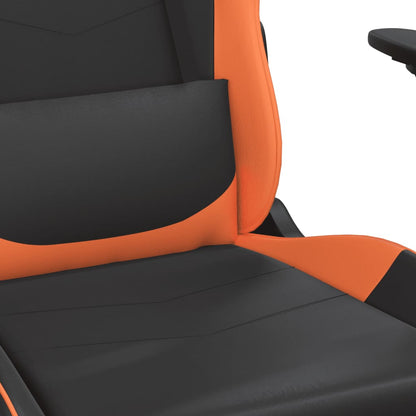 Cadeira gaming massagens couro artificial preto e laranja