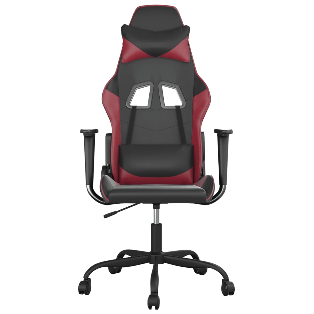 Cadeira gaming massagens couro artificial preto/vermelho tinto