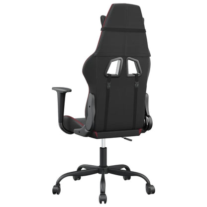 Cadeira gaming massagens couro artificial preto/vermelho tinto