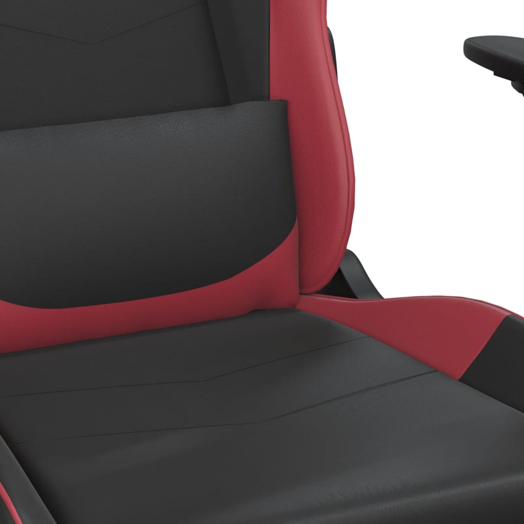 Cadeira gaming massagens couro artificial preto/vermelho tinto