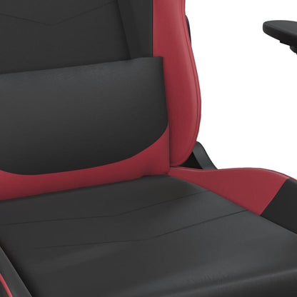 Cadeira gaming massagens couro artificial preto/vermelho tinto