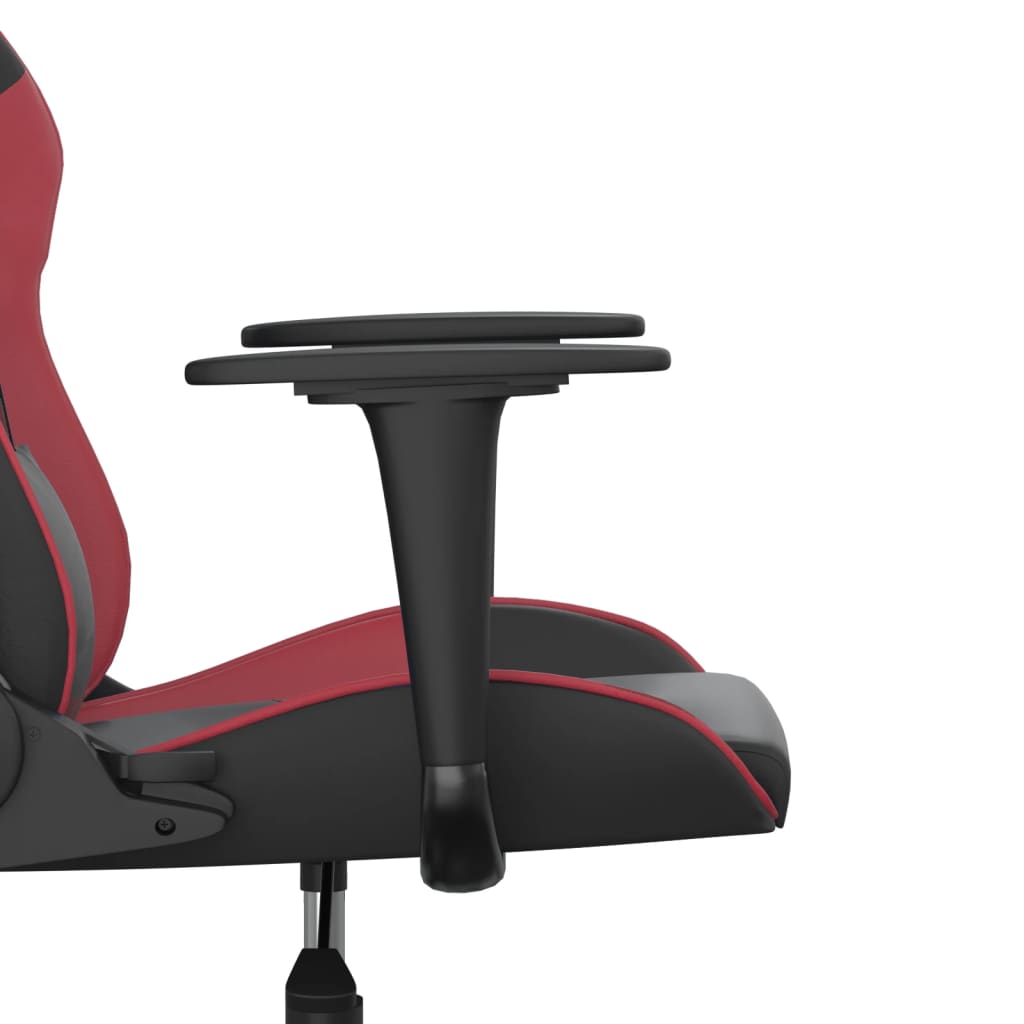 Cadeira gaming massagens couro artificial preto/vermelho tinto