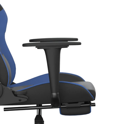 Cadeira gaming massagens c/ apoio pés couro artif. preto/azul