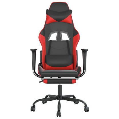 Cadeira gaming massagem + apoio pés couro artif. preto/vermelho