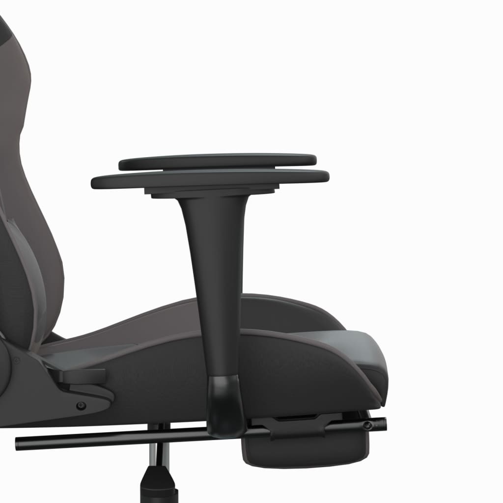 Cadeira gaming massagens c/ apoio pés couro artif. preto/cinza