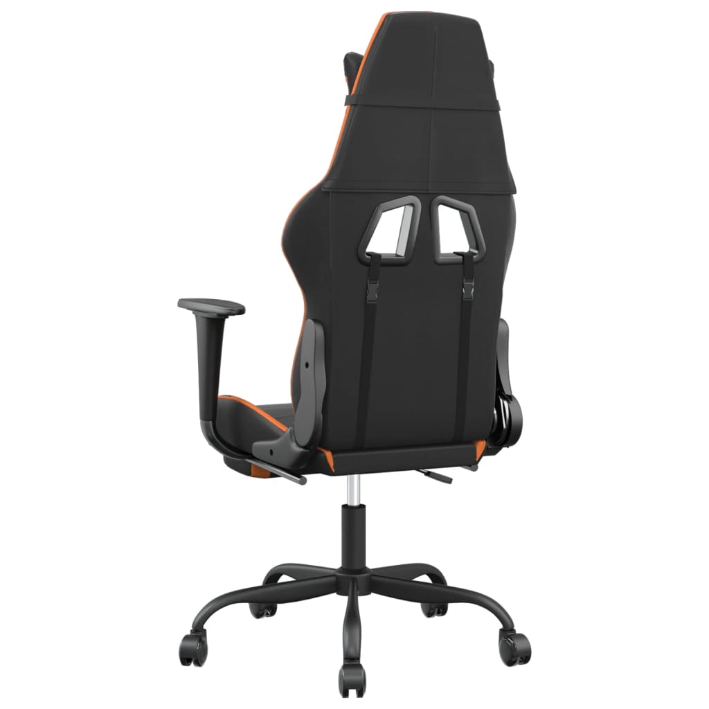 Cadeira gaming massagem c/ apoio pés couro artif. preto/laranja