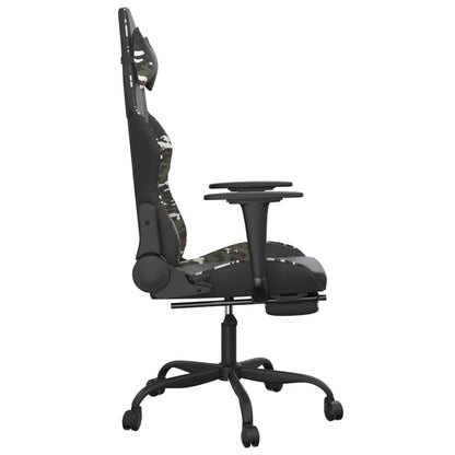 Cadeira gaming massagens apoio pés couro artif preto/camuflagem