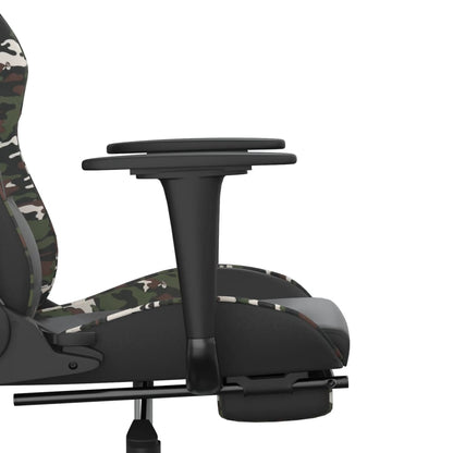 Cadeira gaming massagens apoio pés couro artif preto/camuflagem