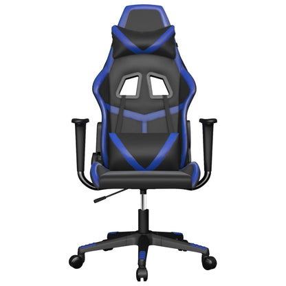 Cadeira gaming de massagens couro artificial preto e azul