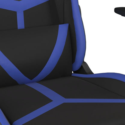 Cadeira gaming de massagens couro artificial preto e azul