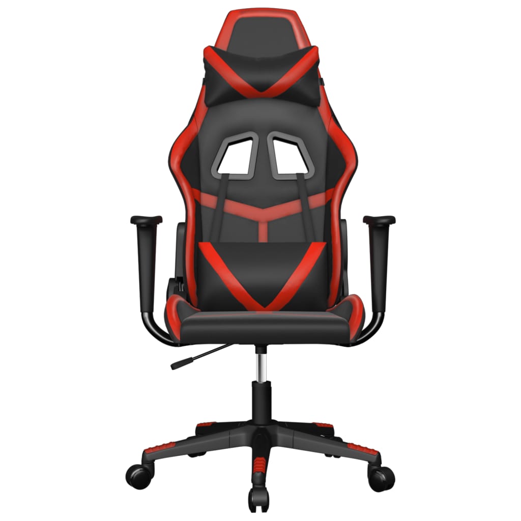 Cadeira gaming massagens couro artificial preto e vermelho