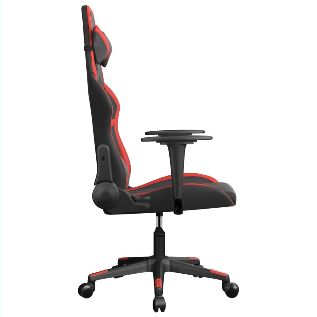 Cadeira gaming massagens couro artificial preto e vermelho