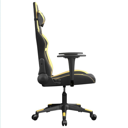 Cadeira gaming massagens couro artificial preto e dourado