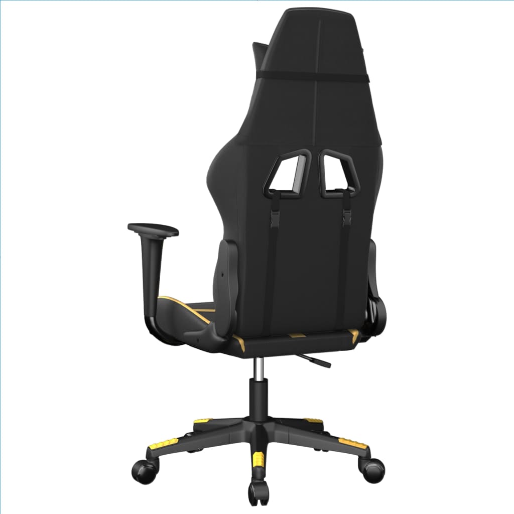 Cadeira gaming massagens couro artificial preto e dourado