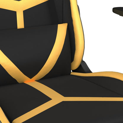 Cadeira gaming massagens couro artificial preto e dourado