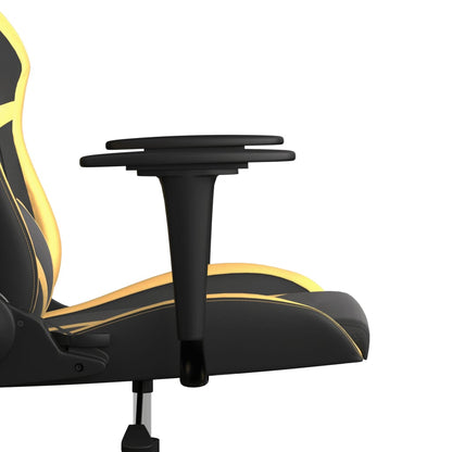 Cadeira gaming massagens couro artificial preto e dourado