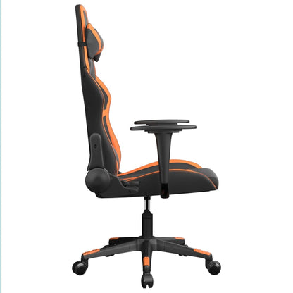 Cadeira gaming massagens couro artificial preto e laranja