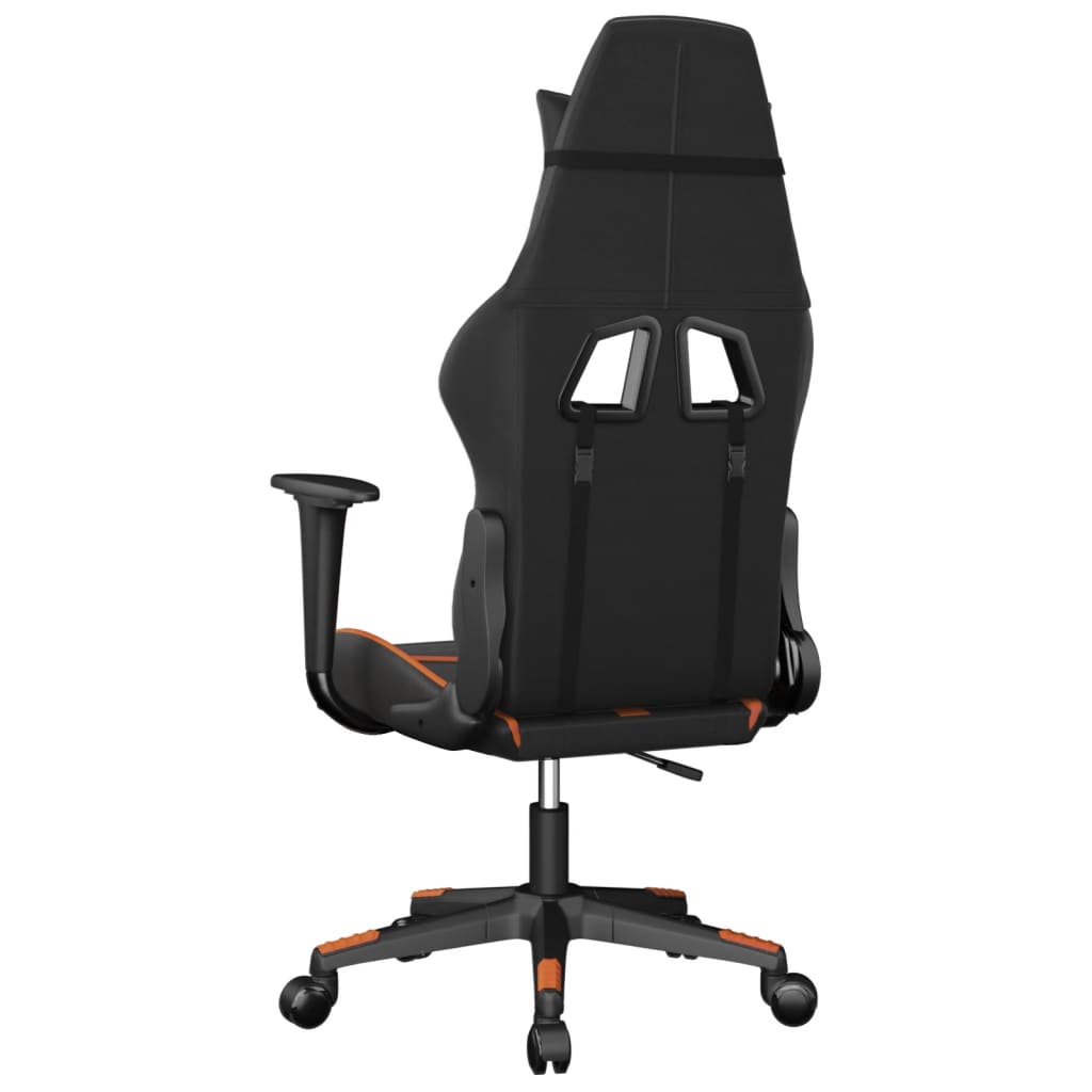 Cadeira gaming massagens couro artificial preto e laranja