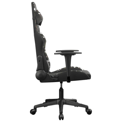 Cadeira gaming massagens couro artificial preto e camuflagem