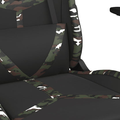 Cadeira gaming massagens couro artificial preto e camuflagem