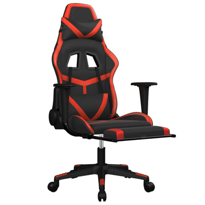 Cadeira gaming massagem + apoio pés couro artif. preto/vermelho