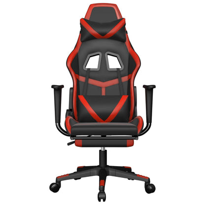 Cadeira gaming massagem + apoio pés couro artif. preto/vermelho