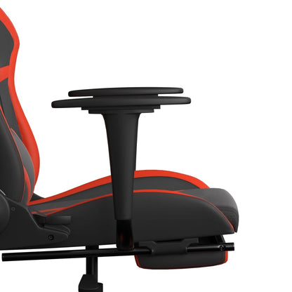 Cadeira gaming massagem + apoio pés couro artif. preto/vermelho