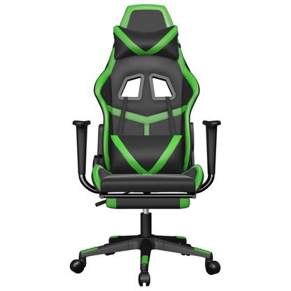 Cadeira gaming massagens c/ apoio pés couro artif. preto/verde