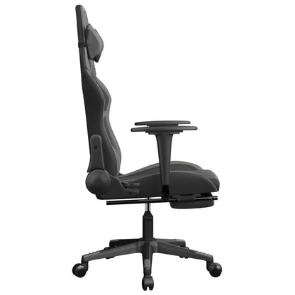 Cadeira gaming massagens c/ apoio pés couro artif. preto/cinza