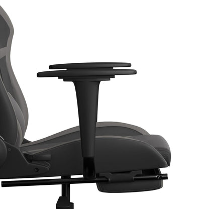 Cadeira gaming massagens c/ apoio pés couro artif. preto/cinza