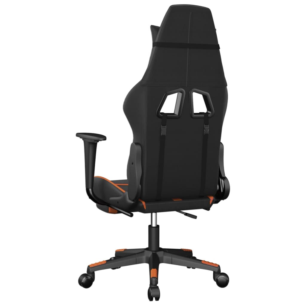 Cadeira gaming massagem c/ apoio pés couro artif. preto/laranja