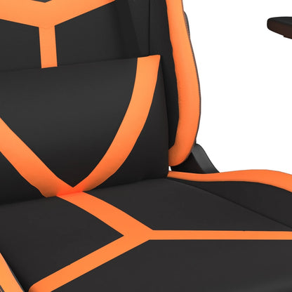 Cadeira gaming massagem c/ apoio pés couro artif. preto/laranja